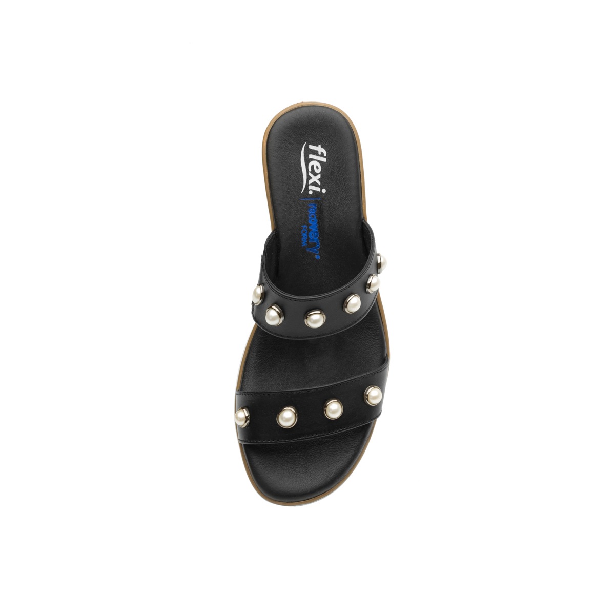 Sandalia De Playa Flexi Con Detalle De Perlas Para Mujer - Estilo 100101 Negro