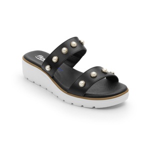 Sandalia De Playa Flexi Con Detalle De Perlas Para Mujer - Estilo 100101 Negro Sandalia De Playa Flexi Con Detalle De Perlas Para Mujer - Estilo 100101 Negro