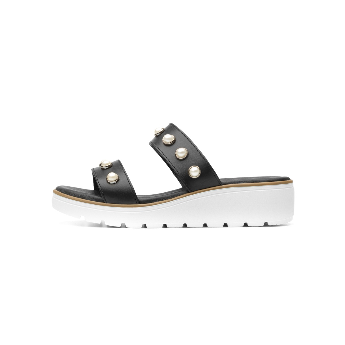 Sandalia De Playa Flexi Con Detalle De Perlas Para Mujer - Estilo 100101 Negro