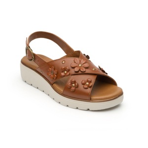 Sandalia De Playa Flexi Con Aplicaciones De Flores Para Mujer - Estilo 100102 Cafe Sandalia De Playa Flexi Con Aplicaciones De Flores Para Mujer - Estilo 100102 Cafe