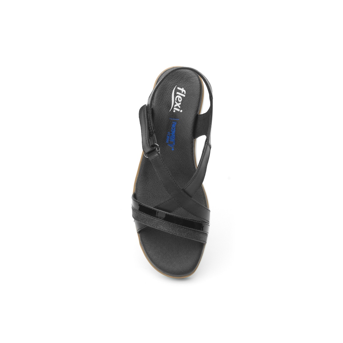 Sandalia De Playa Flexi Con Tira De Alto Brillo Para Mujer - Estilo 100103 Negro