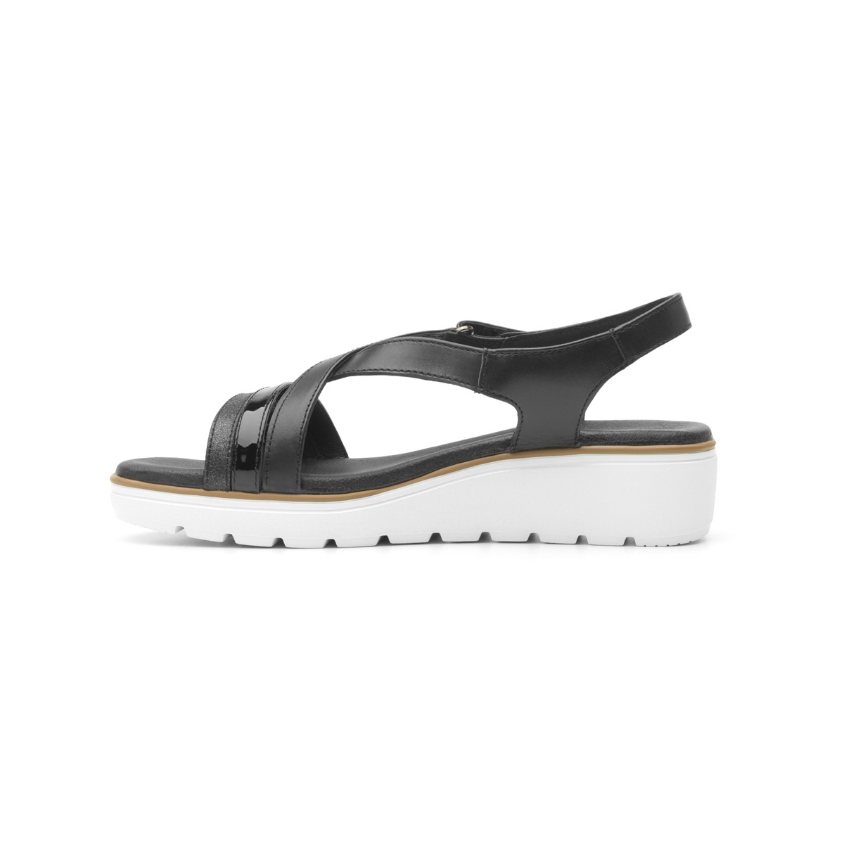 Sandalia De Playa Flexi Con Tira De Alto Brillo Para Mujer - Estilo 100103 Negro