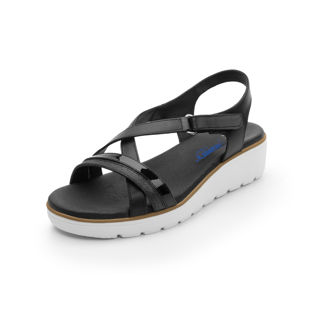 Sandalia De Playa Flexi Con Tira De Alto Brillo Para Mujer - Estilo 100103 Negro
