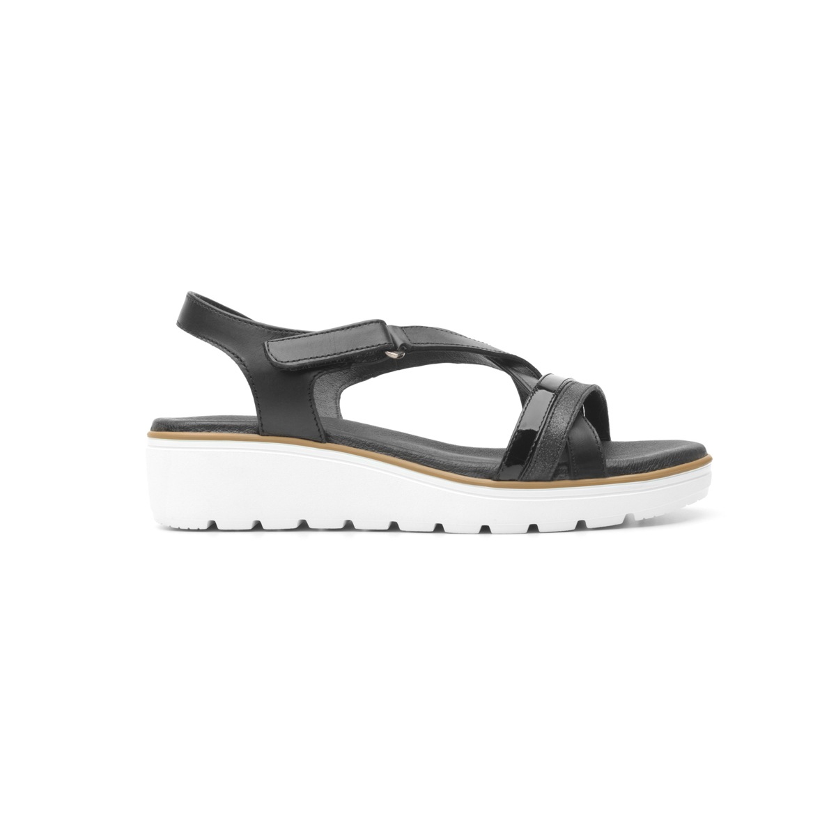 Sandalia De Playa Flexi Con Tira De Alto Brillo Para Mujer - Estilo 100103 Negro