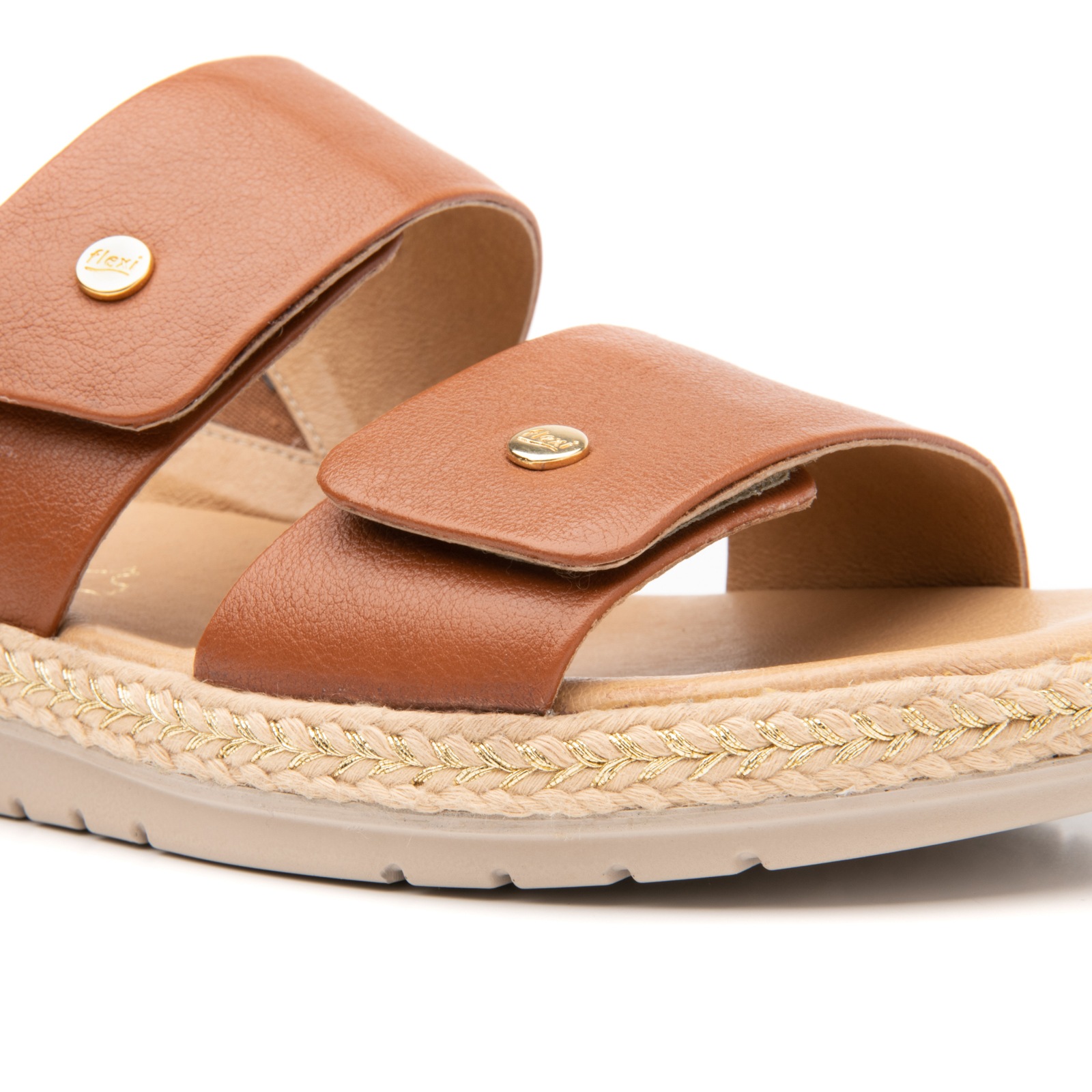 Sandalia De Playa Flexi Con 100% Piel Para Mujer - Estilo 100205 Café
