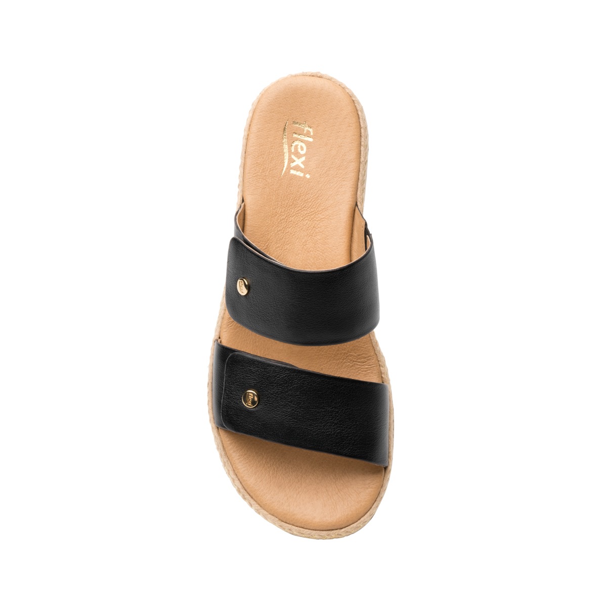 Sandalia De Playa Flexi Con 100% Piel Para Mujer - Estilo 100205 Negro