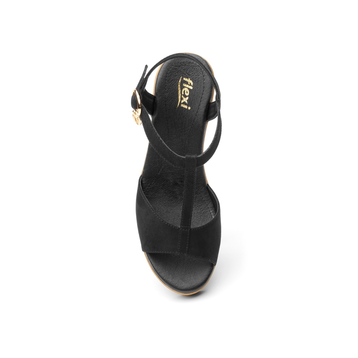 Sandalia De Plataforma Casual Flexi Con Tacto De Efecto Gamuza Para Mujer - Estilo 100703 Black