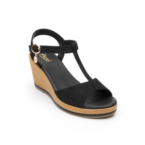 Sandalia De Plataforma Casual Flexi Con Tacto De Efecto Gamuza Para Mujer - Estilo 100703 Black Sandalia De Plataforma Casual Flexi Con Tacto De Efecto Gamuza Para Mujer - Estilo 100703 Black