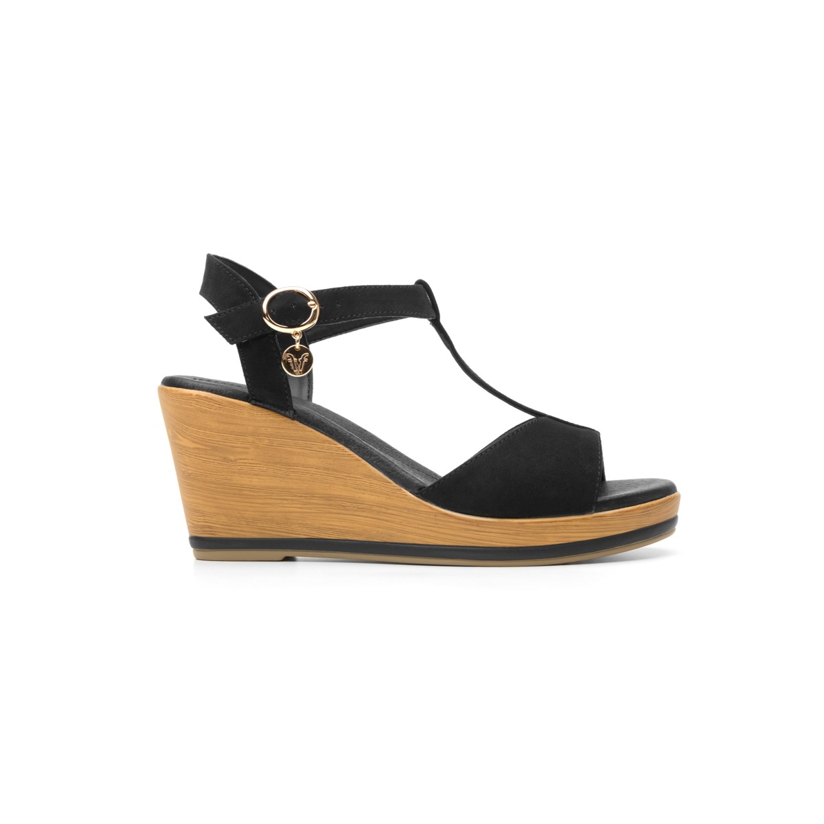 Sandalia De Plataforma Casual Flexi Con Tacto De Efecto Gamuza Para Mujer - Estilo 100703 Black