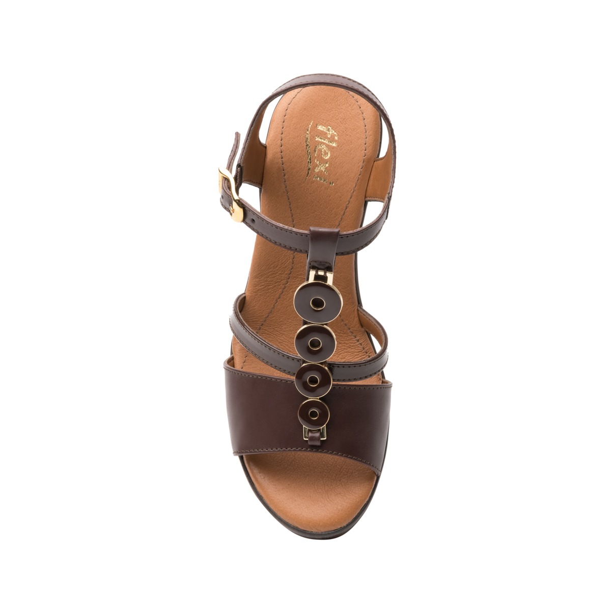 Sandalia Urbana Flexi Con Accesorio Esmaltado Para Mujer - Estilo 100706 Café