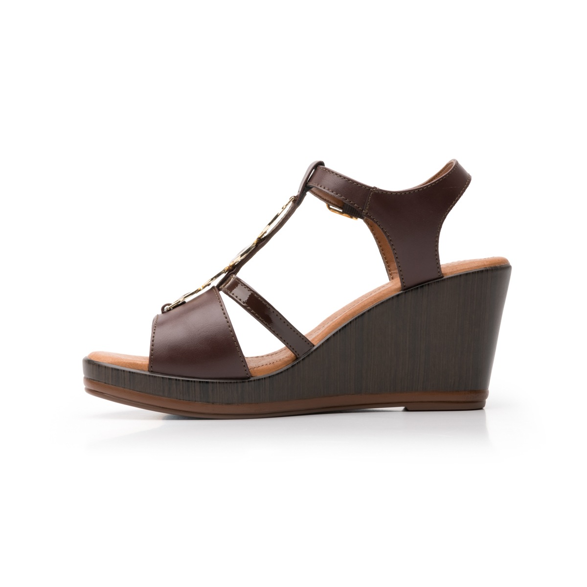 Sandalia Urbana Flexi Con Accesorio Esmaltado Para Mujer - Estilo 100706 Café