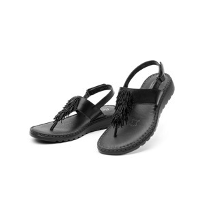 Sandalia De Playa Flexi Con Flecos De Chaquira Para Mujer - Estilo 100801 Negro Sandalia De Playa Flexi Con Flecos De Chaquira Para Mujer - Estilo 100801 Negro