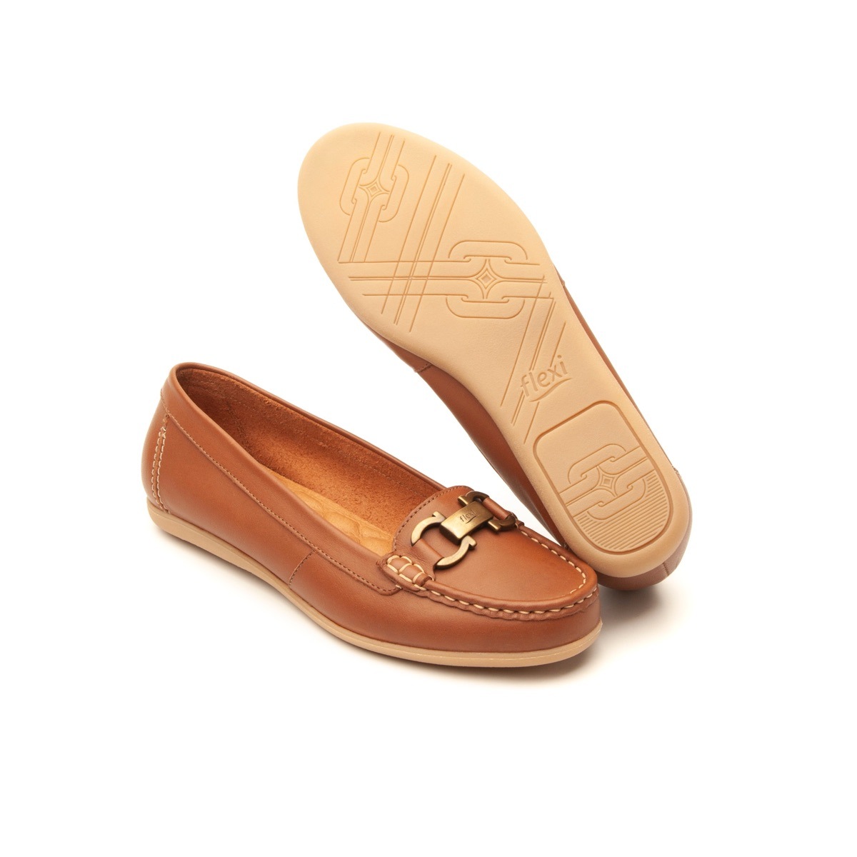 Mocasín Urbano Flexi Con Plantilla Comfort Pad Para Mujer - Estilo 100902 Cafe