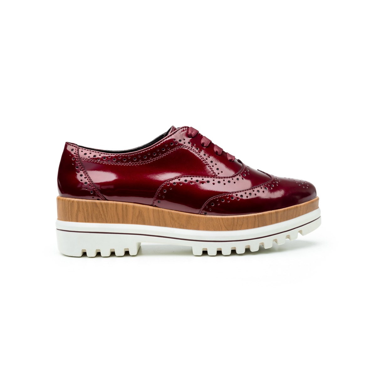 Zapato Trendy Casual Flexi Con Suela Creeper Para Mujer - Estilo 101103 Vino