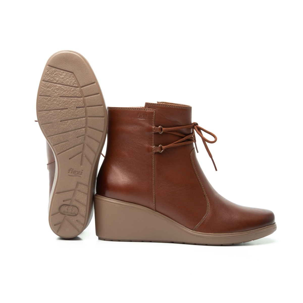 Botín Casual Flexi Con Cuña Para Mujer - Estilo 101507 Café