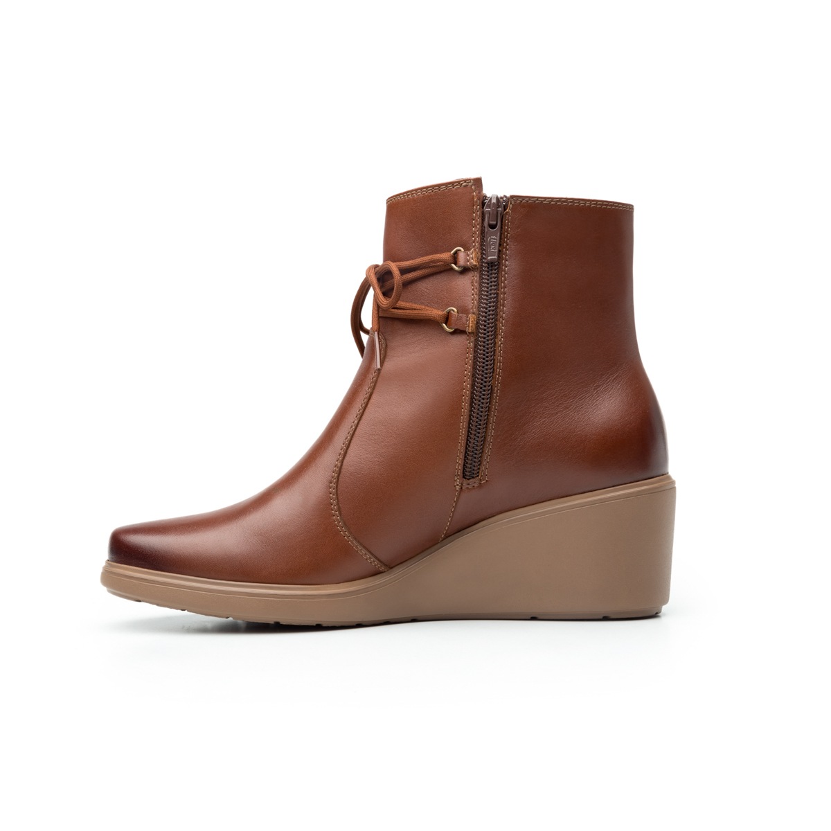 Botín Casual Flexi Con Cuña Para Mujer - Estilo 101507 Café