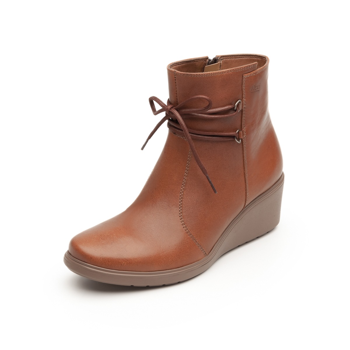 Botín Casual Flexi Con Cuña Para Mujer - Estilo 101507 Café