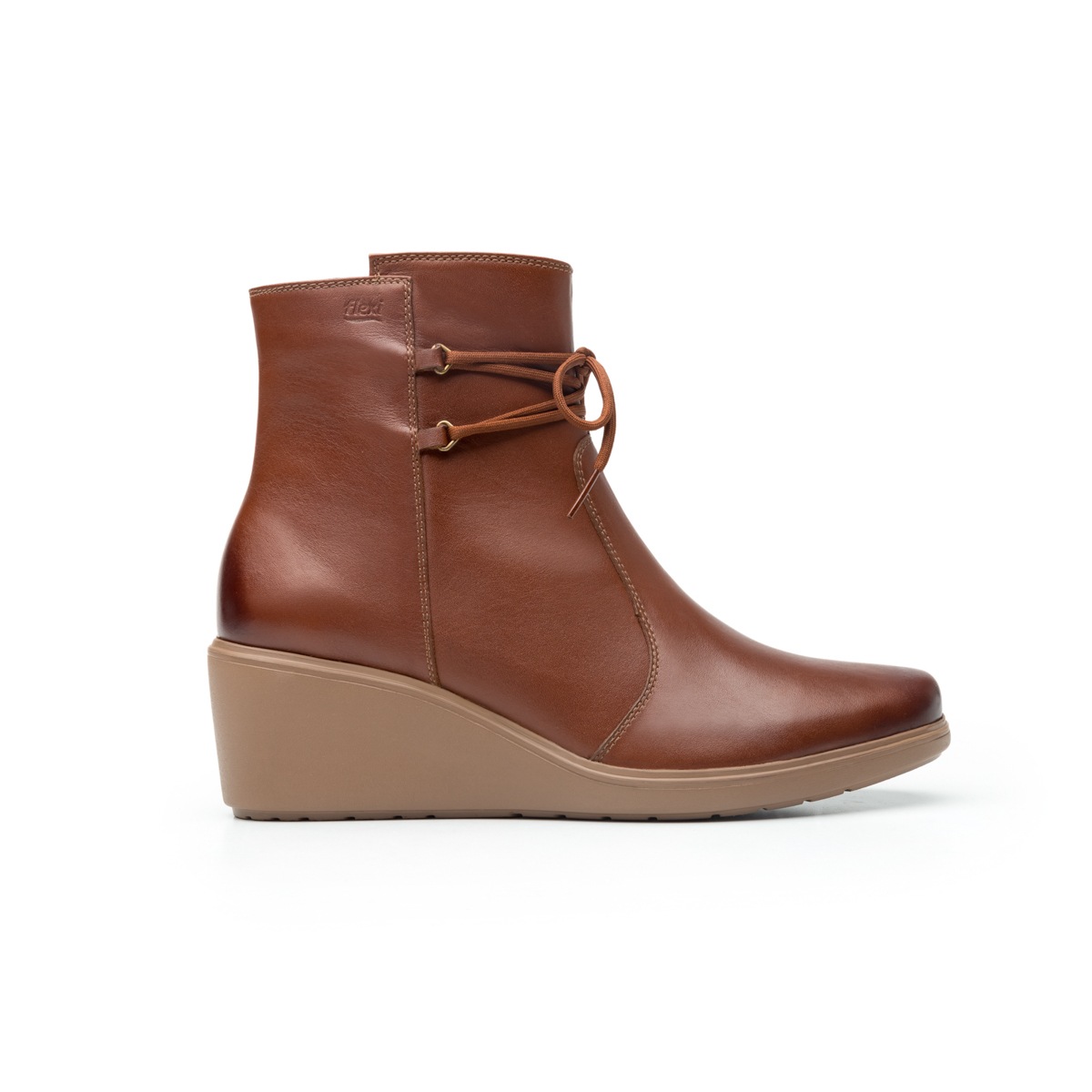 Botín Casual Flexi Con Cuña Para Mujer - Estilo 101507 Café