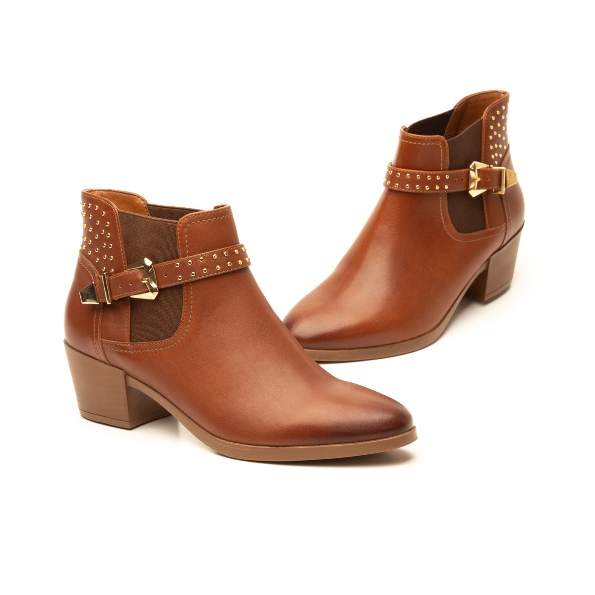 Botín Urbano Flexi Con Mini Tachuelas Para Mujer - Estilo 102209 Tan