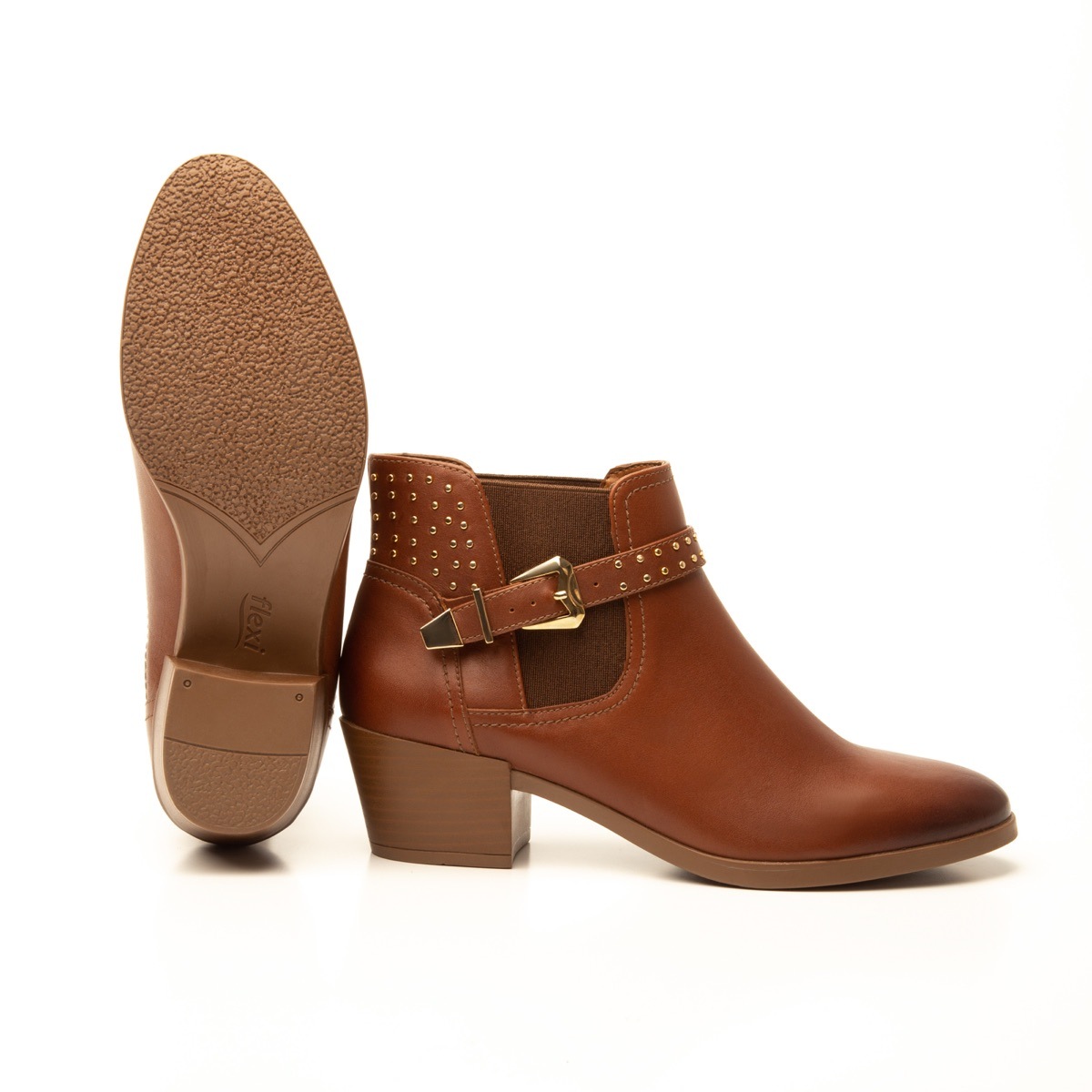 Botín Urbano Flexi Con Mini Tachuelas Para Mujer - Estilo 102209 Tan
