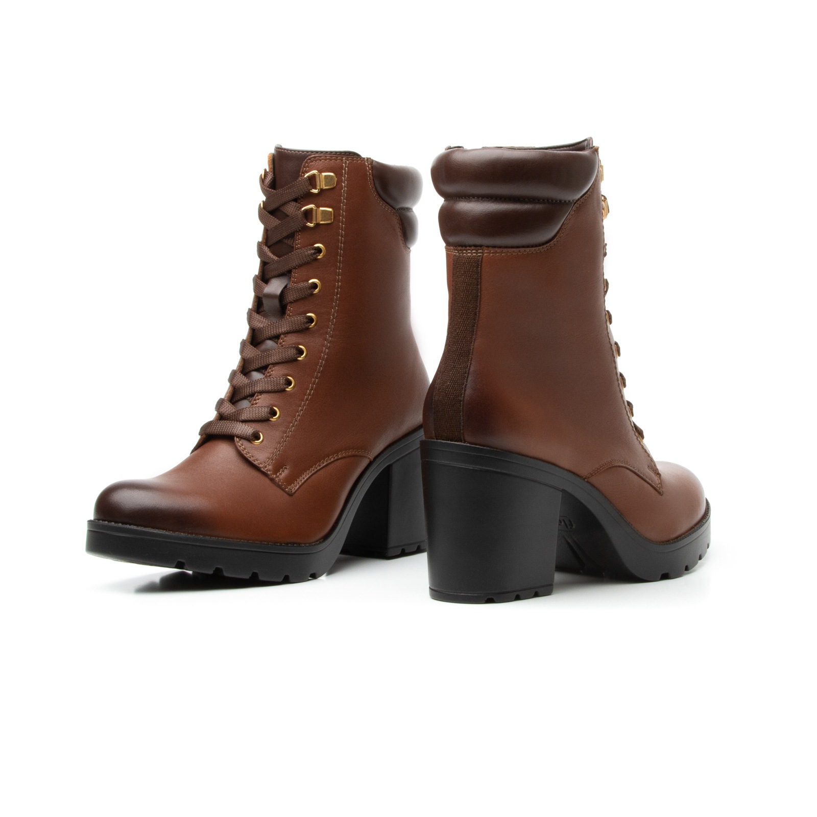 Bota Corta De Tacón Flexi para Mujer con Agujetas Estilo 102312 Café