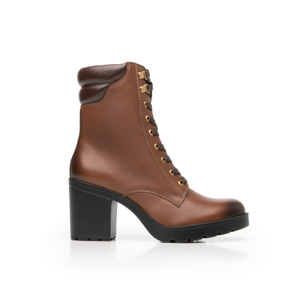 Bota Corta De Tacón Flexi para Mujer con Agujetas Estilo 102312 Café