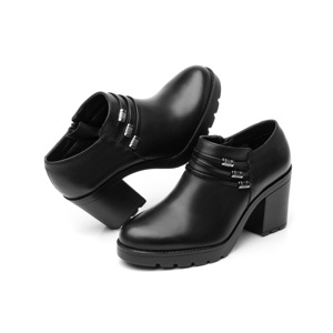 Bota Corta De Tacón Flexi para Mujer con Tacón robusto Estilo 102313 Negro Bota Corta De Tacón Flexi para Mujer con Tacón robusto Estilo 102313 Negro