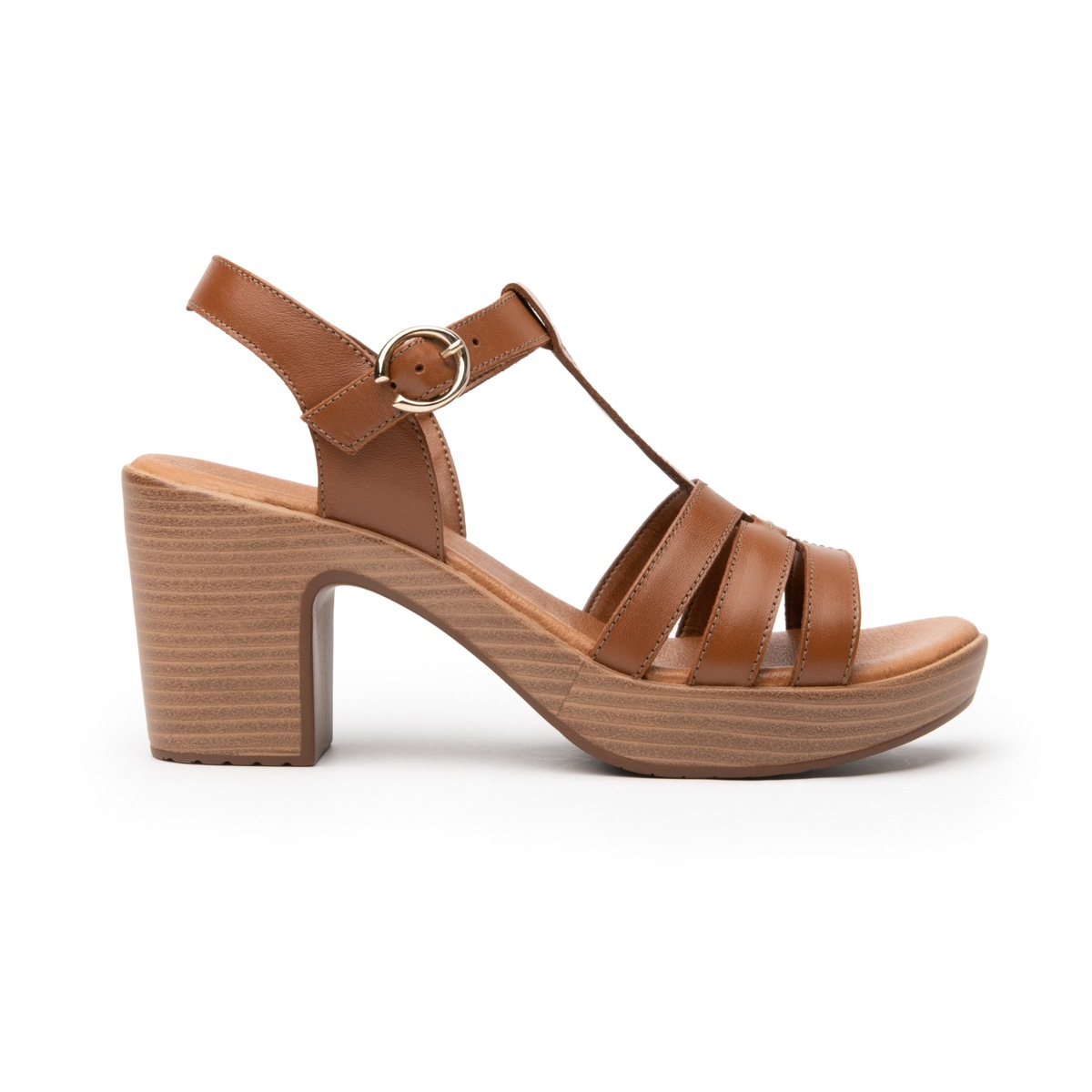 Sandalia Con Tacón Flexi para Mujer Estilo 102909 Tan