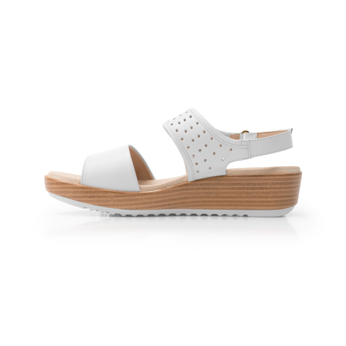 Sandalia Casual Flexi Con Perforado Láser Para Mujer - Estilo 103002 Blanco