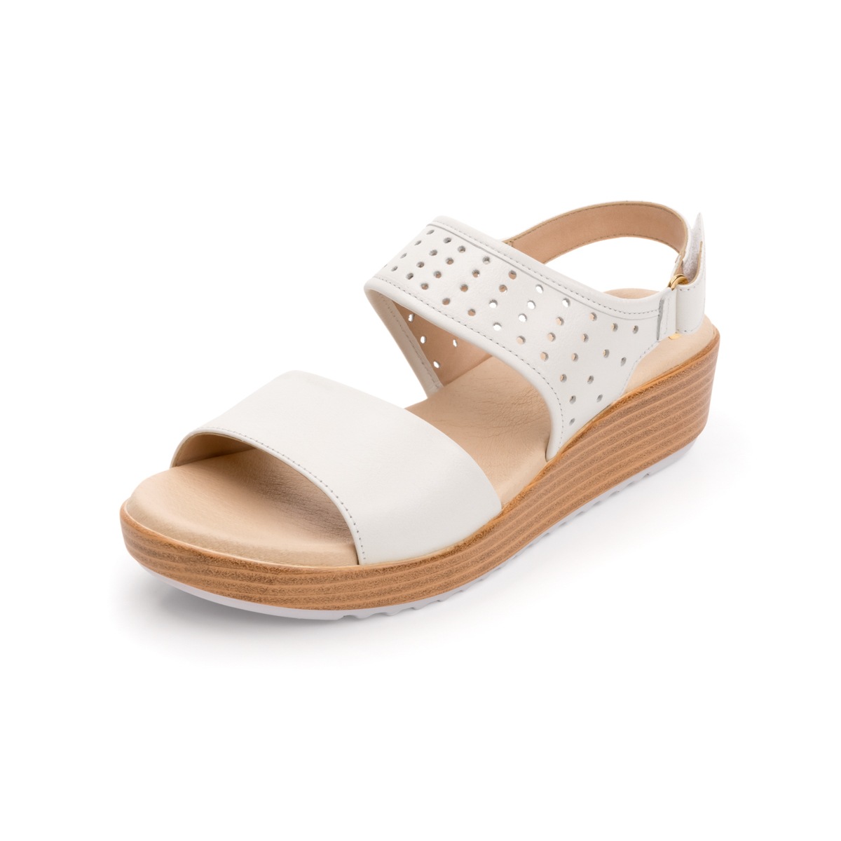 Sandalia Casual Flexi Con Perforado Láser Para Mujer - Estilo 103002 Blanco