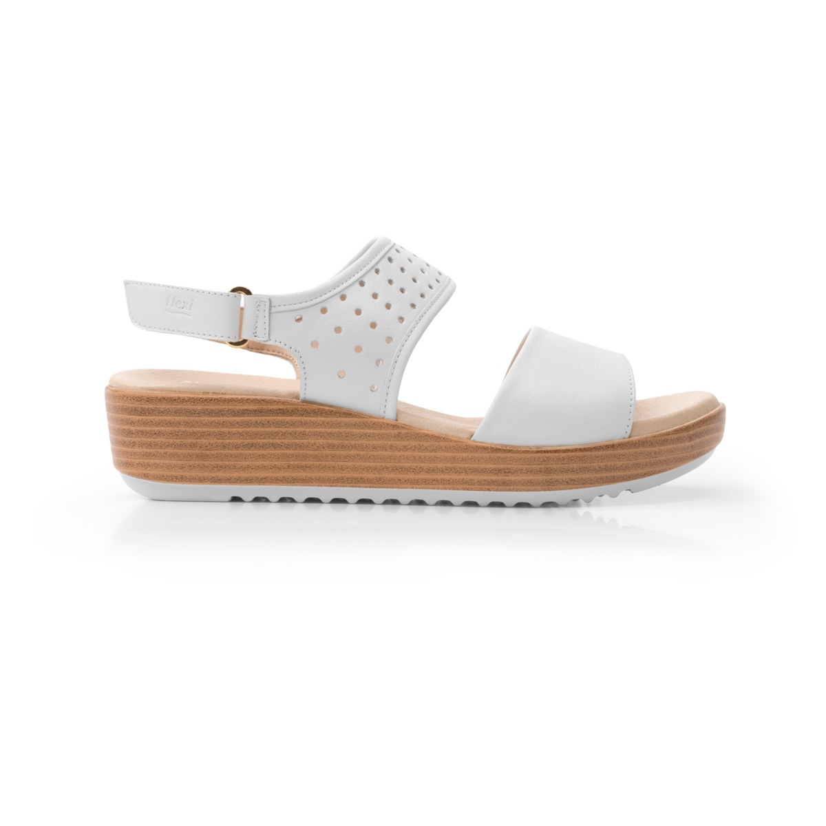 Sandalia Casual Flexi Con Perforado Láser Para Mujer - Estilo 103002 Blanco