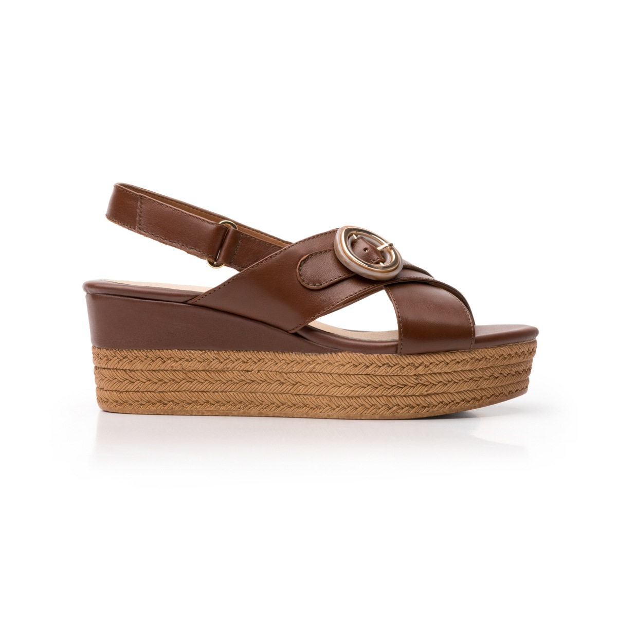 Sandalia Casual Flexi Con Plataforma De Efecto Trenzado Para Mujer - Estilo 103101 Café
