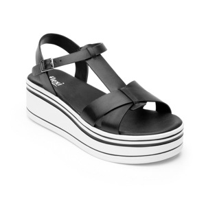 Sandalia Urbana Flexi Con Plataforma Blanca Rayada Para Mujer - Estilo 103301 Negro Sandalia Urbana Flexi Con Plataforma Blanca Rayada Para Mujer - Estilo 103301 Negro