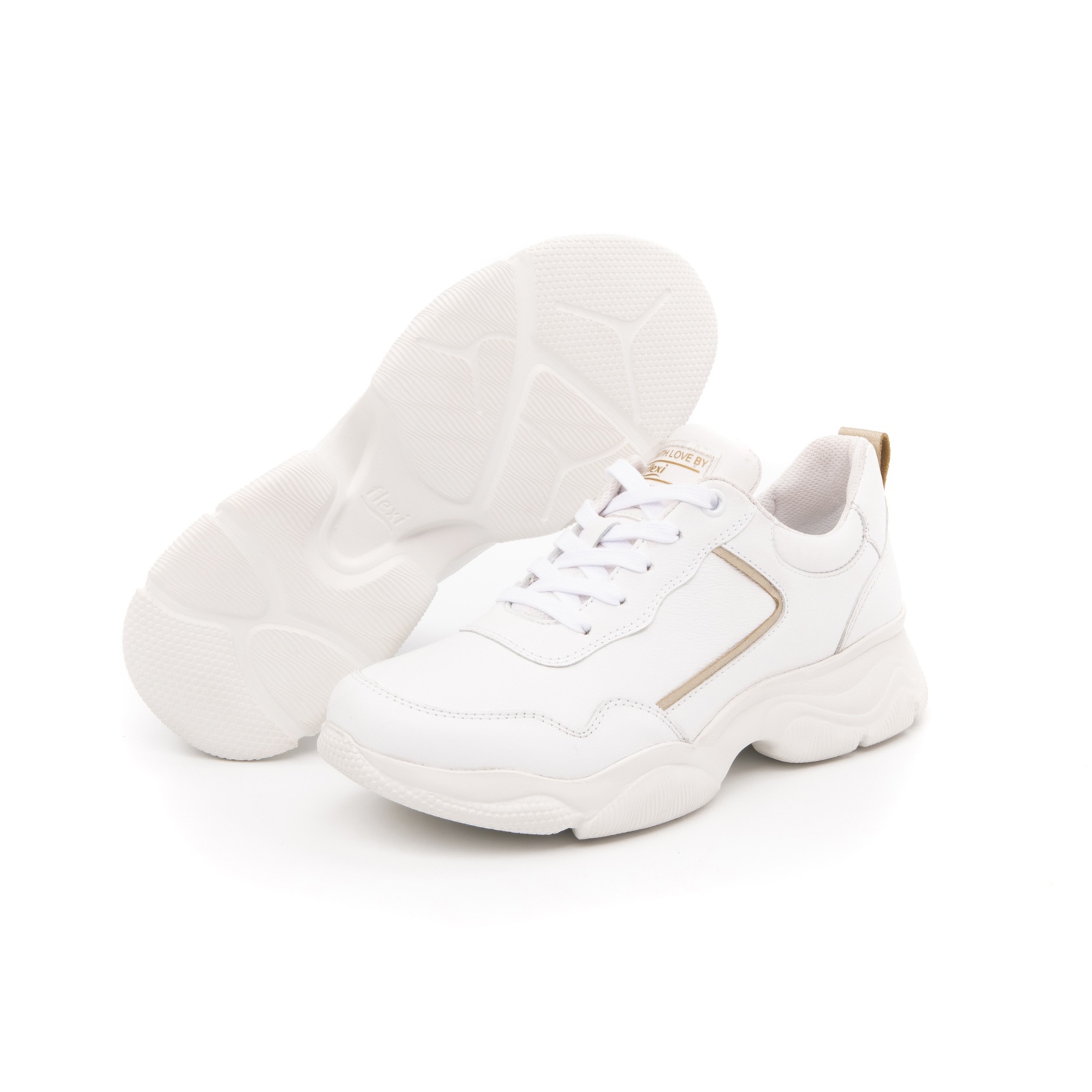 Sneaker Casual Sport Flexi Con Suela Extra Ligera Flowtek Para Mujer - Estilo 103401 Blanco