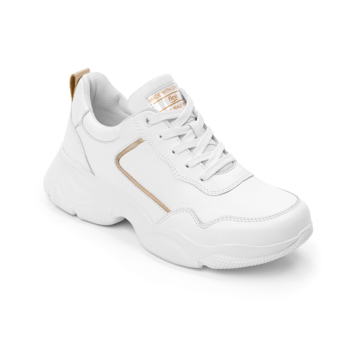 Sneaker Casual Sport Flexi Con Suela Extra Ligera Flowtek Para Mujer - Estilo 103401 Blanco