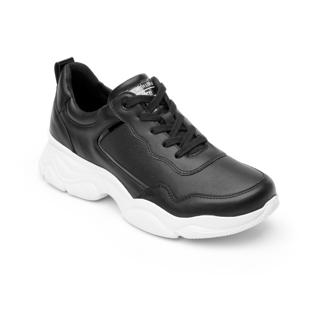 Sneaker Casual Sport Flexi Con Suela Extra Ligera Flowtek Para Mujer - Estilo 103401 Negro