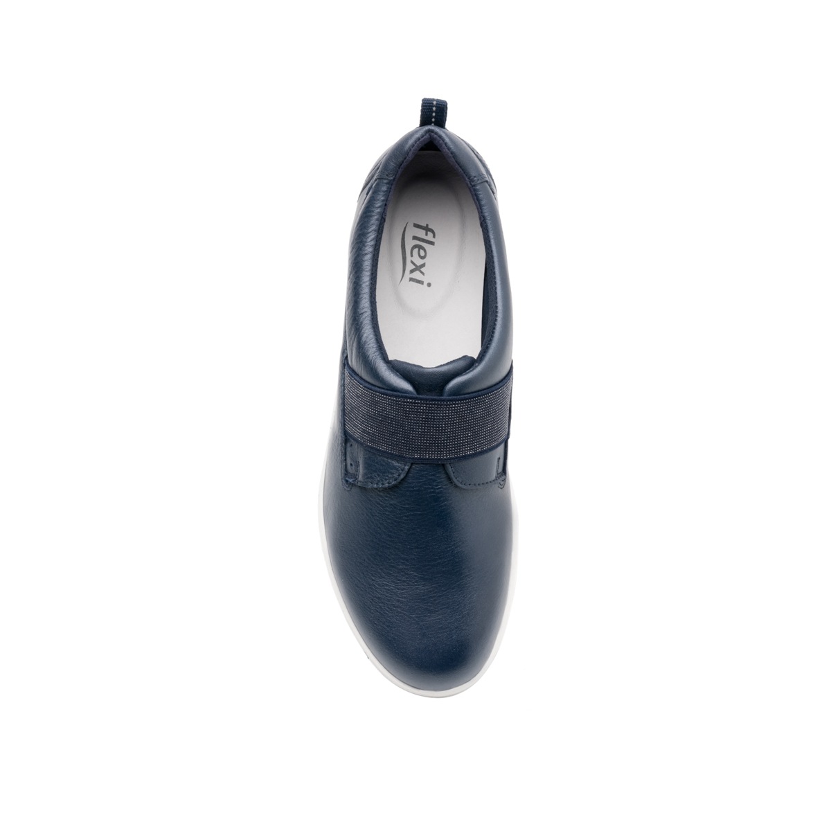 Flat Casual Flexi Con Elástico Brillante Para Mujer - Estilo 103603 Marino