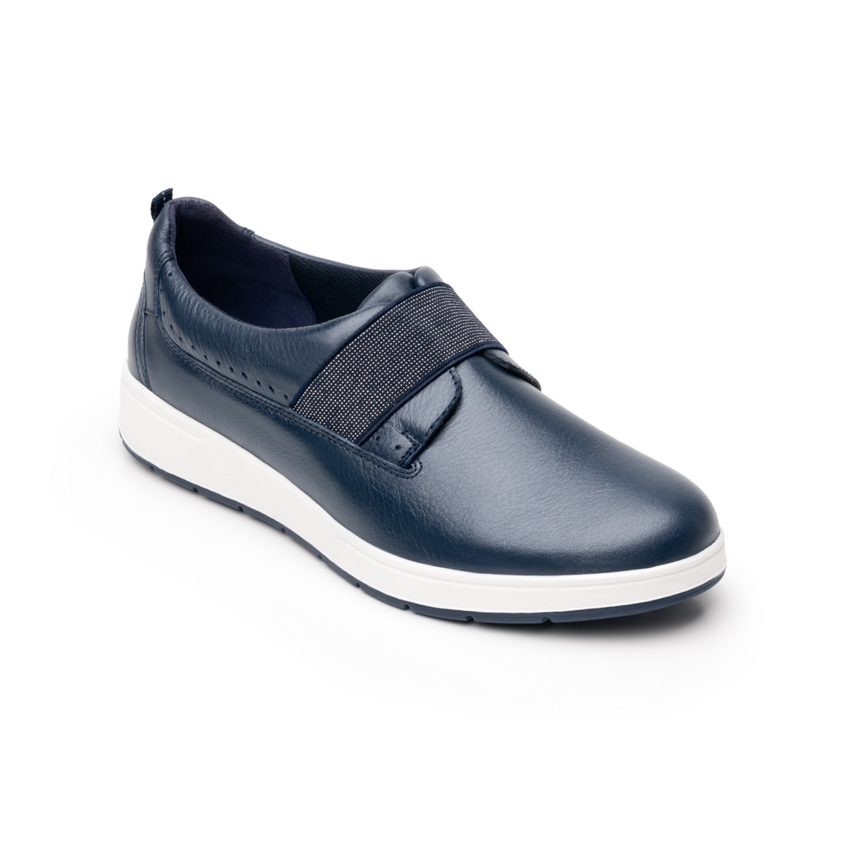 Flat Casual Flexi Con Elástico Brillante Para Mujer - Estilo 103603 Marino