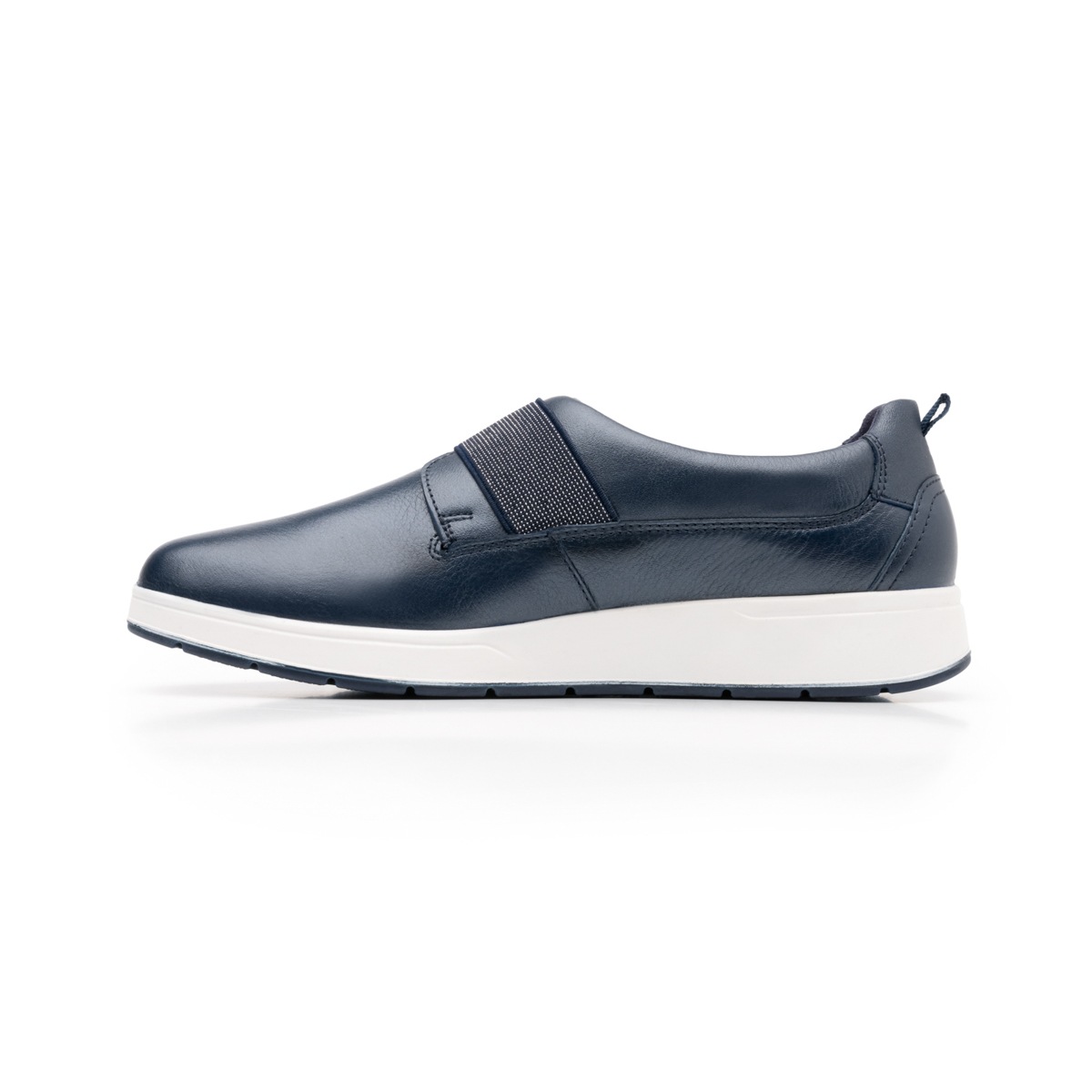Flat Casual Flexi Con Elástico Brillante Para Mujer - Estilo 103603 Marino