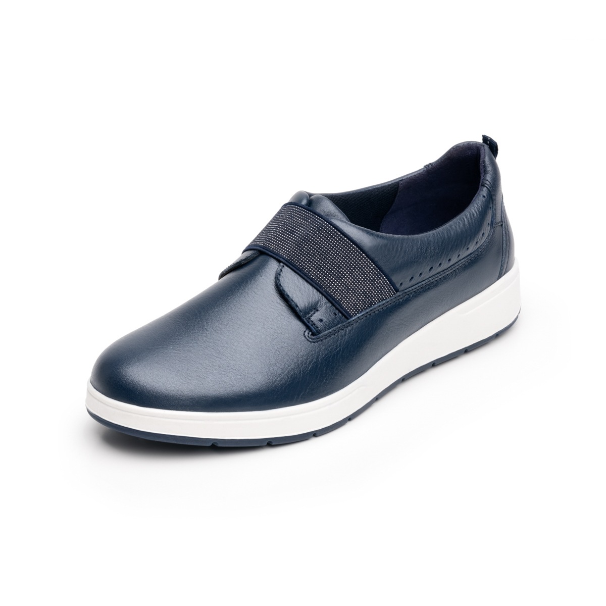 Flat Casual Flexi Con Elástico Brillante Para Mujer - Estilo 103603 Marino