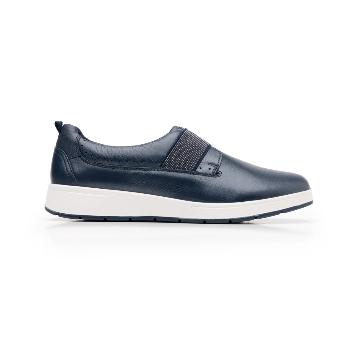Flat Casual Flexi Con Elástico Brillante Para Mujer - Estilo 103603 Marino
