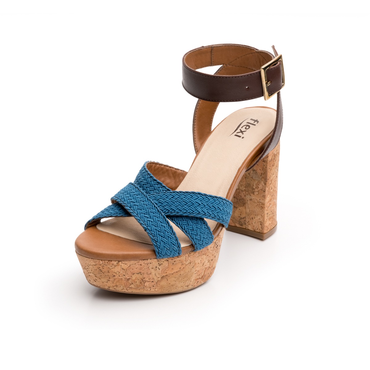 Sandalia Urbana Flexi Con Plataforma Extra Para Mujer - Estilo 103701 Azul