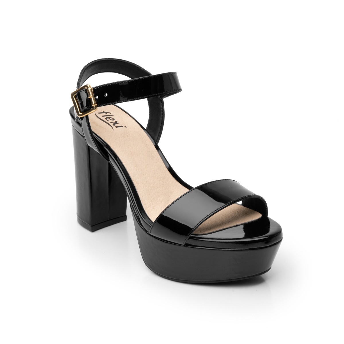 Sandalia Con Tacón Flexi para Mujer Estilo 103706 Negro