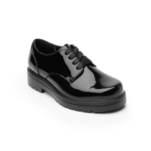 Zapato Escolar Flexi Oxford Charol con Agujetas y Suela Gruesa para Niña Estilo 104103 Negro Charol