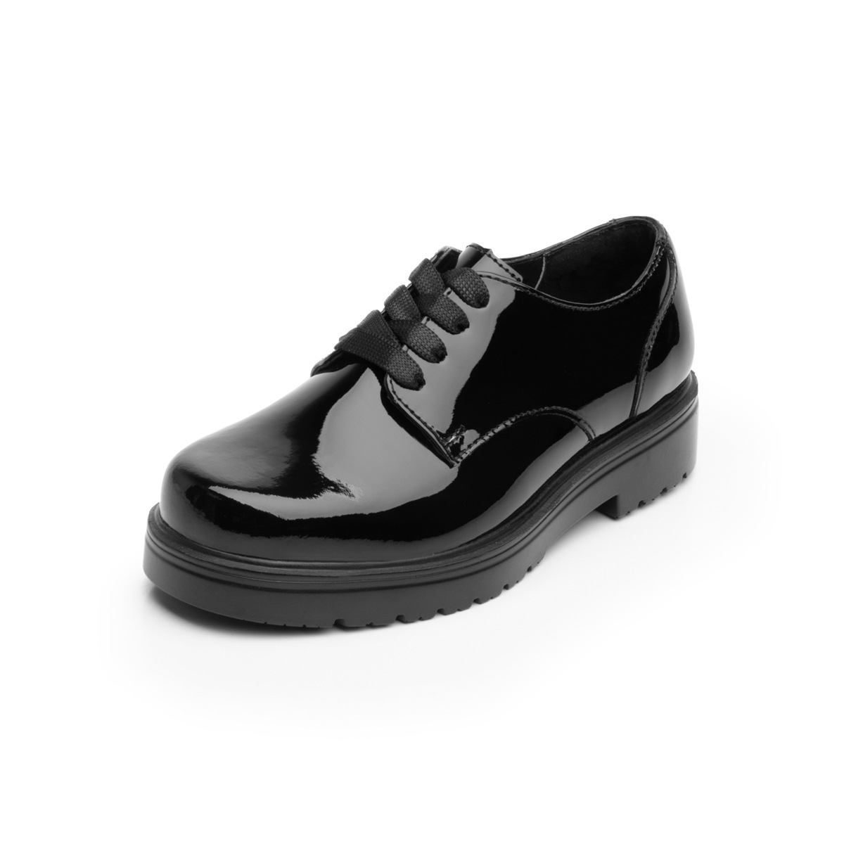Zapato Escolar Flexi Oxford Charol con Agujetas y Suela Gruesa para Niña Estilo 104103 Negro Charol