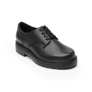 Zapato Escolar Flexi Oxford Liso con Agujetas y Suela Gruesa para Niña Estilo 104103 Negro