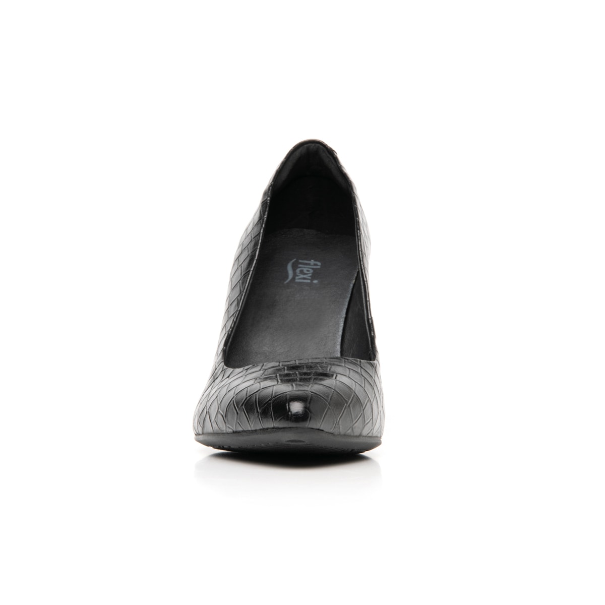 Zapatilla De Cocodrilo Flexi para Mujer con Tacón de Aguja Estilo 104501 Negro