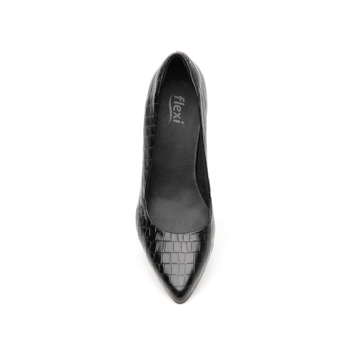 Zapatilla De Cocodrilo Flexi para Mujer con Tacón de Aguja Estilo 104501 Negro