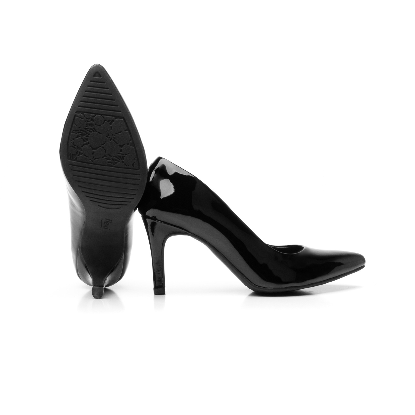 Zapatilla De Charol Flexi para Mujer con Tacón de Aguja Estilo 104501 Black