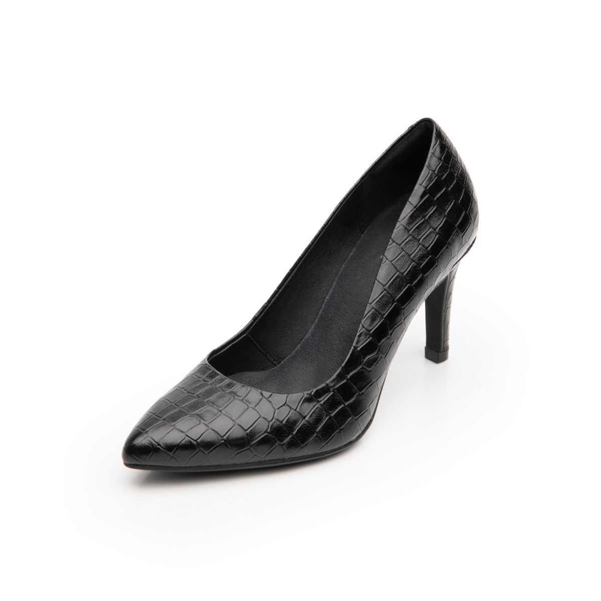 Zapatilla De Cocodrilo Flexi para Mujer con Tacón de Aguja Estilo 104501 Negro